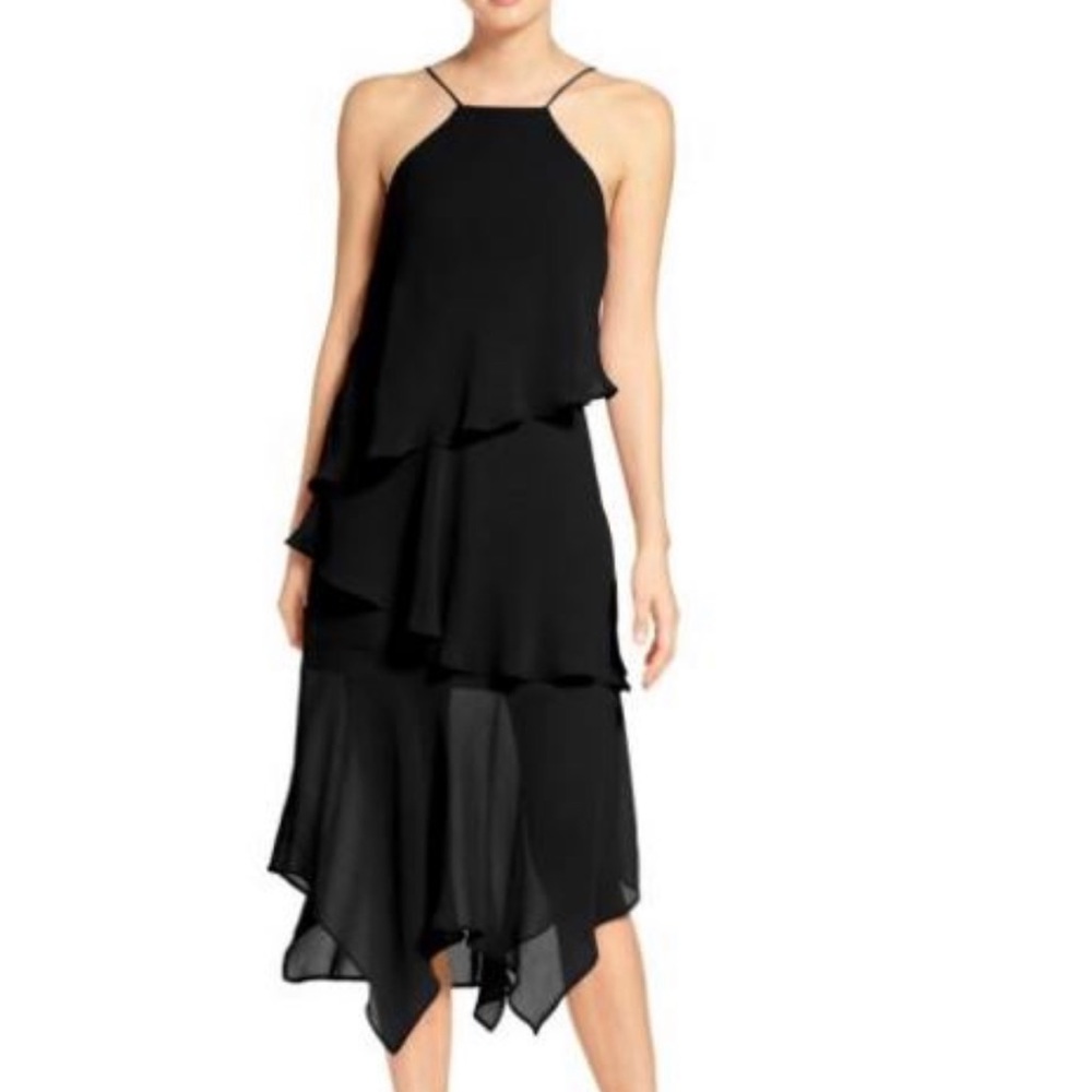 Chelsea 28 black georgette dress halter sz 10